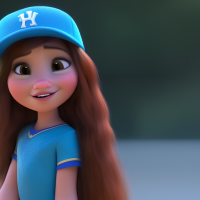 Modern disney style. Long-haired girl in baseball cap.