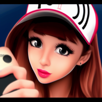 Ariana Grande selfie with baseball cap